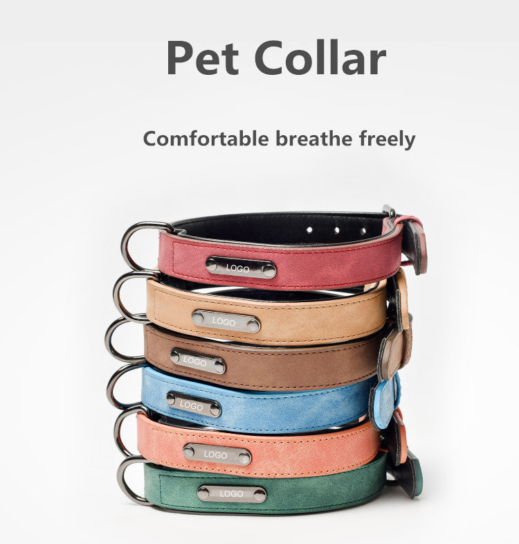 Custom PU Leather Pet Collar Golden Retriever Husky Labrador Small Dog Medium Large Dog Lead Leash Pet Dog Chain