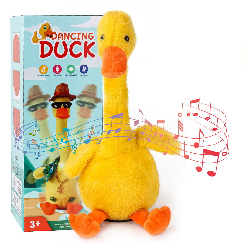 Trend Dancing Singing Recording Funny Clothes Twist And Swing Electric Yellow Plush Talking Duck Toys