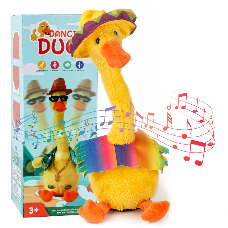 Trend Dancing Singing Recording Funny Clothes Twist And Swing Electric Yellow Plush Talking Duck Toys