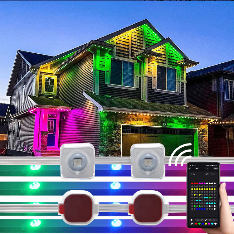 Christmas Holiday Decoration Ip68 Waterproof Rgbic Led Permanent Outdoor String Point Eaves Light