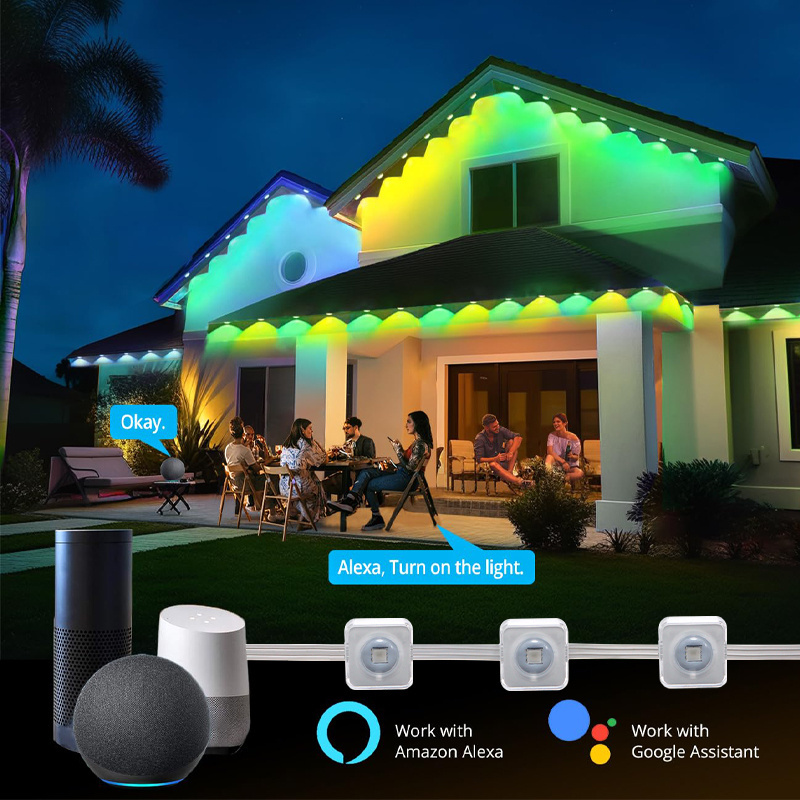 Holiday Smart Rgbic Led Christmas Permanent Outdoor Lights Track Home Under Eave Trim Led Pixel Light