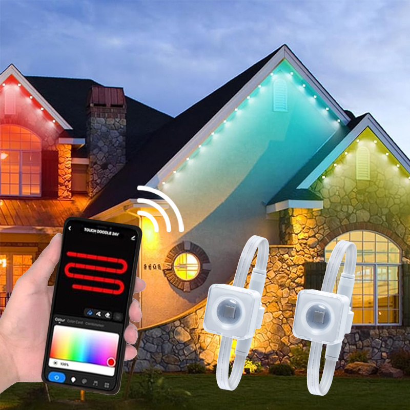 Holiday Smart Rgbic Led Christmas Permanent Outdoor Lights Track Home Under Eave Trim Led Pixel Light