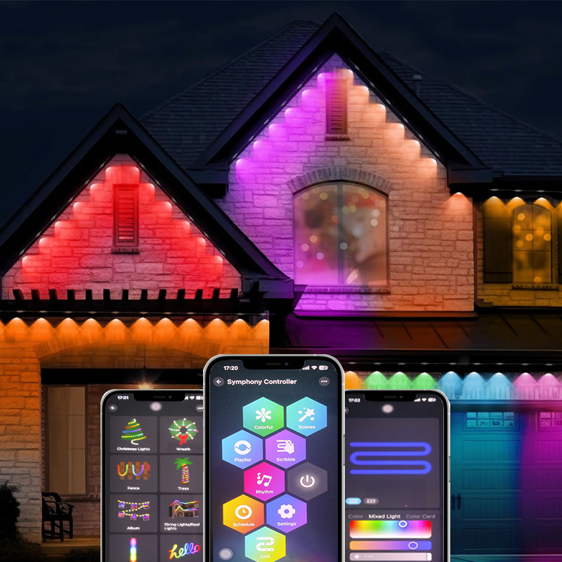 Holiday Smart Rgbic Led Christmas Permanent Outdoor Lights Track Home Under Eave Trim Led Pixel Light