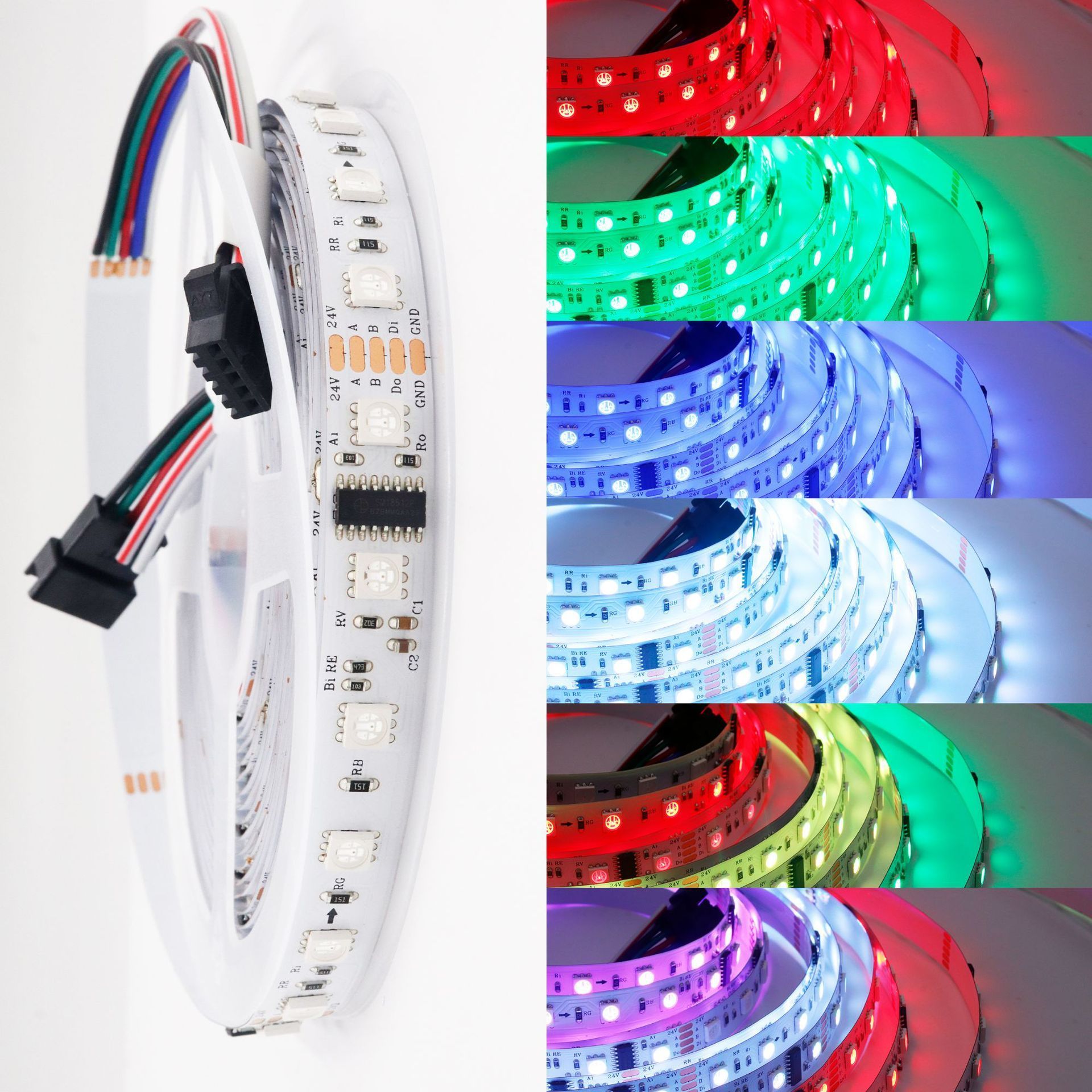 Holiday Light Led Strip App Or Wifi 12V Remote Controlled 5050 2835 Rgb Cob Smart Led Light Strip Led Strip Light