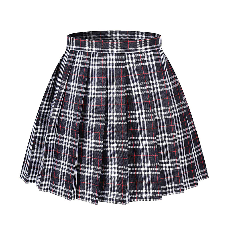 Japanese Cosplay Costumes School Uniform Plaid Pleated High Waist Short Girls Skirt