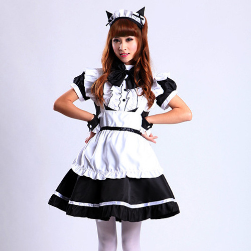 Iplaycos Sexy Costumes Cosplay Fancy Cat Ears Sissy Maid Uniform Anime Costumes For Restaurant Waitress