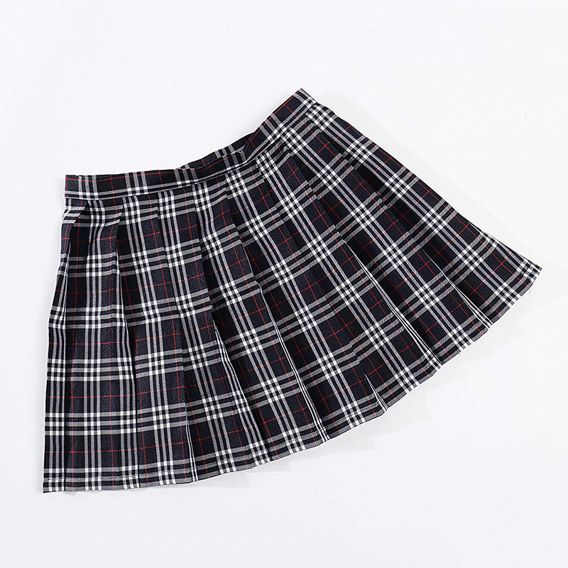 Japanese Cosplay Costumes School Uniform Plaid Pleated High Waist Short Girls Skirt