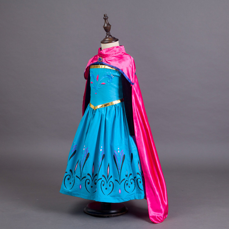 Princess Cape Party Wedding Dress  Children Anna Elsa Queen Girls Cosplay Costume