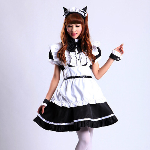 Iplaycos Sexy Costumes Cosplay Fancy Cat Ears Sissy Maid Uniform Anime Costumes For Restaurant Waitress