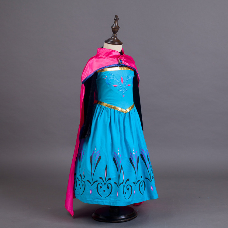 Princess Cape Party Wedding Dress  Children Anna Elsa Queen Girls Cosplay Costume