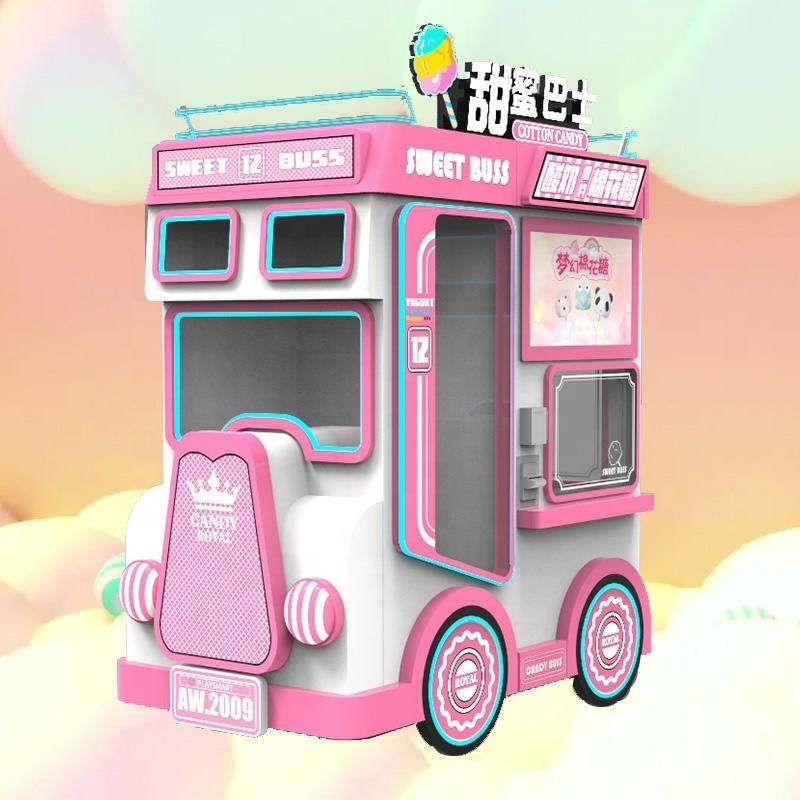 Iplaysmart New automatic cotton candy vending machine for sale smart frozen yogurt vending machine mobile cart