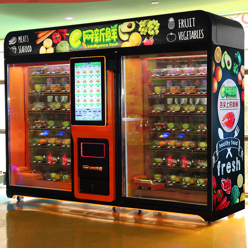 Double Cabinet Ice  for Fruit Vegetable and Salad combo Vending Machine