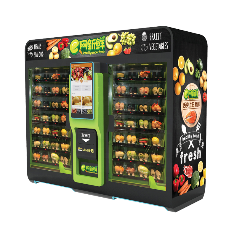 Double Cabinet Ice  for Fruit Vegetable and Salad combo Vending Machine