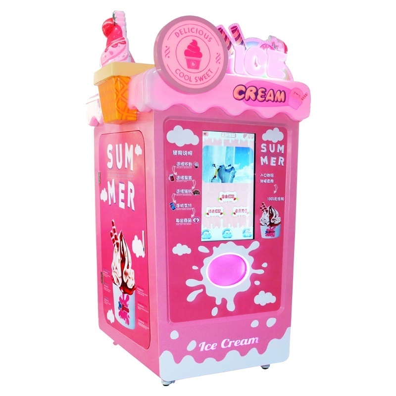 Soft Ice Cream Vending Machine Fully Automatic Robot 2022 New Style Frozen Smoothies Coin Operated Mobile Self Sevice For Sale