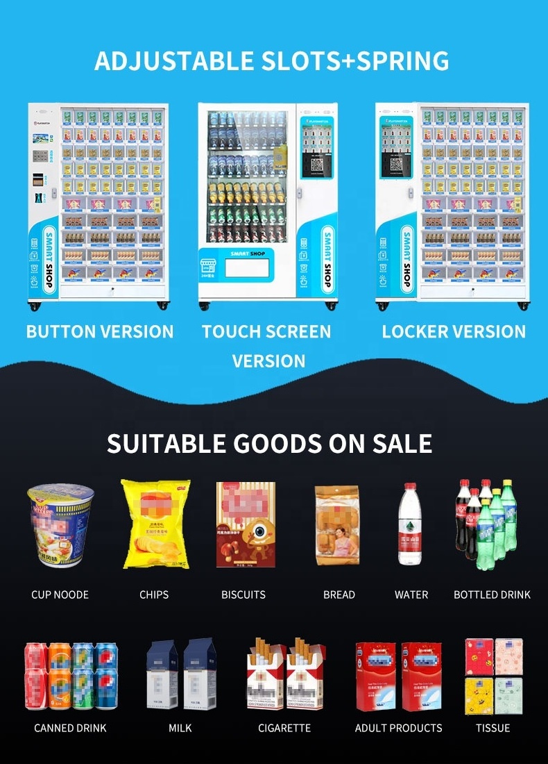 New-Stylle Vending Machine Drinks Unmanned Machine In Factory Sale With Double Cabinet