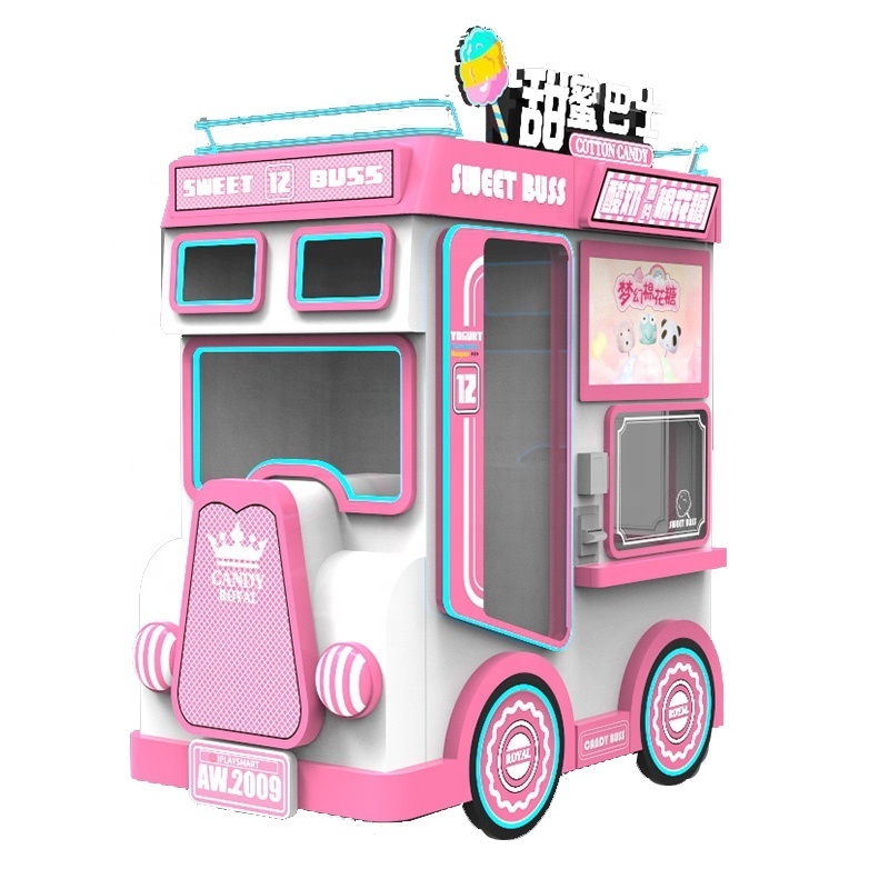 Iplaysmart New automatic cotton candy vending machine for sale smart frozen yogurt vending machine mobile cart