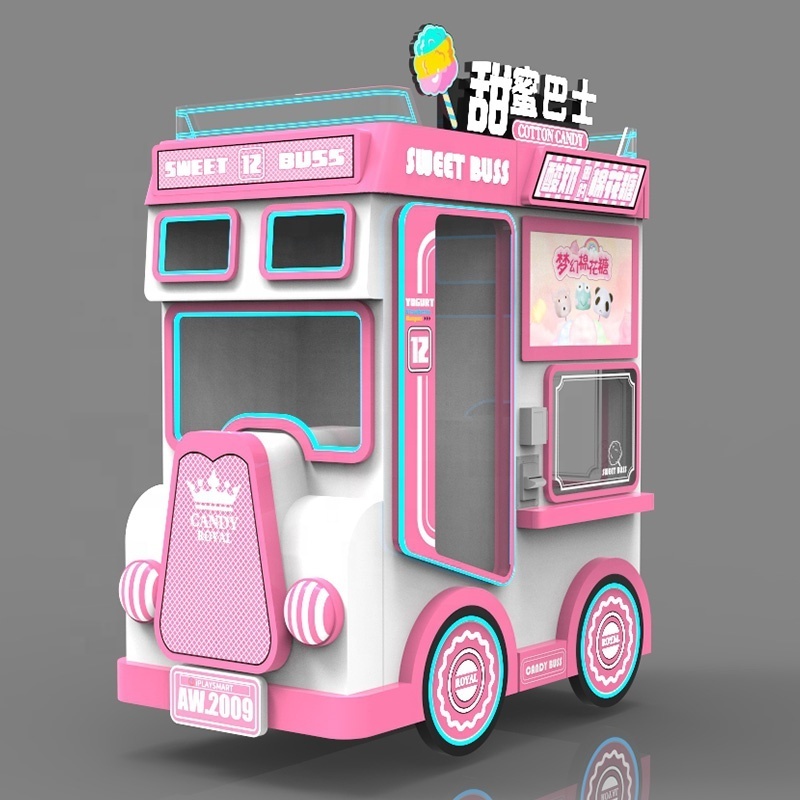 Iplaysmart New automatic cotton candy vending machine for sale smart frozen yogurt vending machine mobile cart