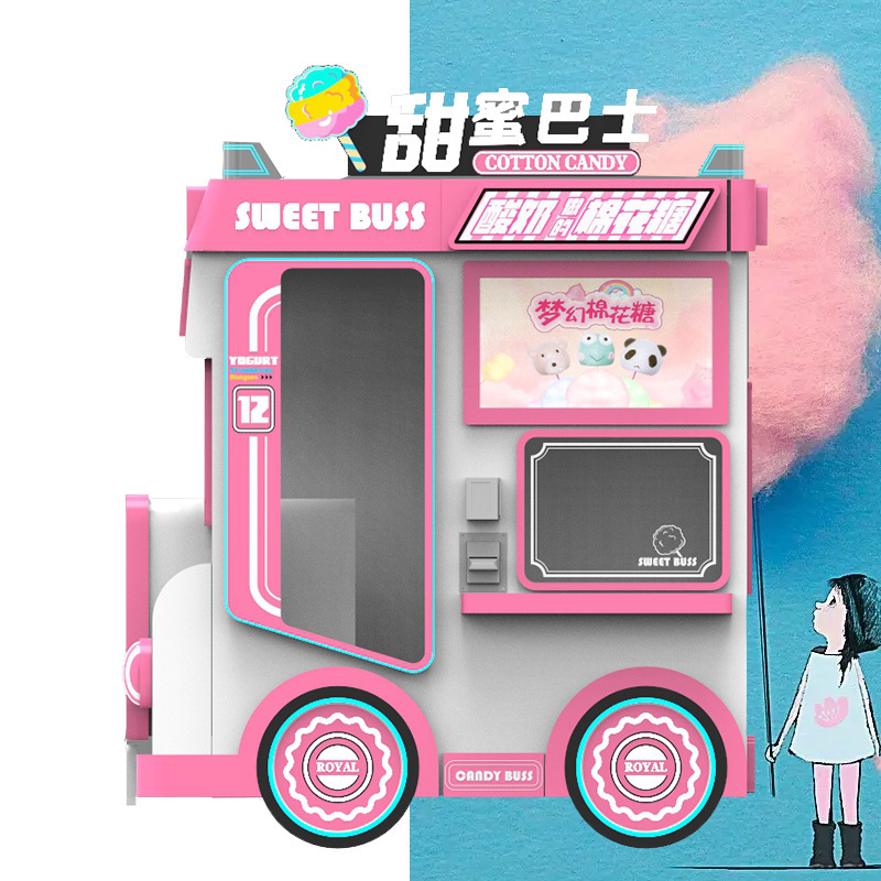 Automatic Cotton Candy Vending Machine Coin-Operated Fully Automatic Cotton Candy Vending Fairy Floss Machine Robot