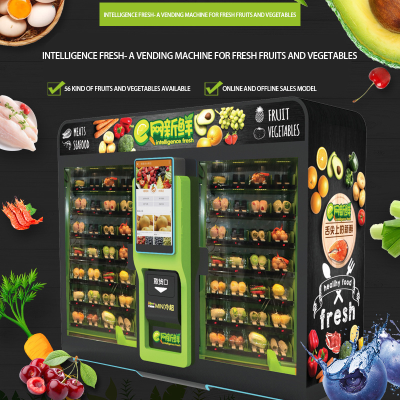 Double Cabinet Ice  for Fruit Vegetable and Salad combo Vending Machine