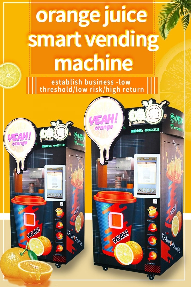 Fresh Orange Juice Vending Machine Automatic Sugar Candy Fruit Apple Live Cheap Solar Water Freezing Ice Juice Vending Machine