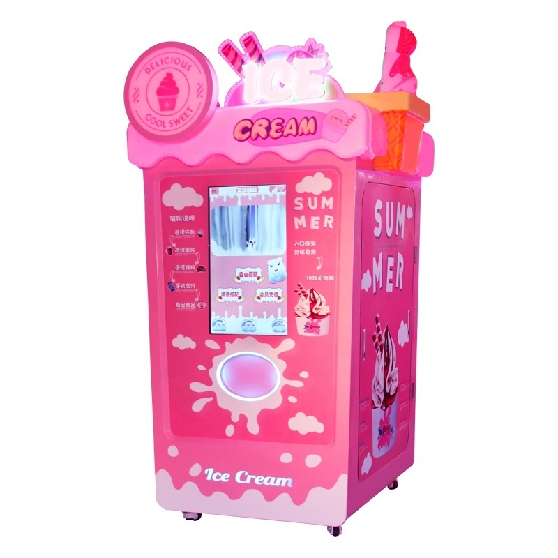 Soft Ice Cream Vending Machine Fully Automatic Robot 2022 New Style Frozen Smoothies Coin Operated Mobile Self Sevice For Sale