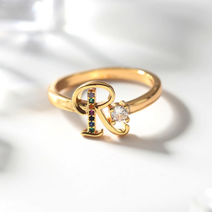 IPMIN Fashion Wholesale American Mexican Style Gold Plated Letter Rings, Women's Jewelry 18k Gold Ring