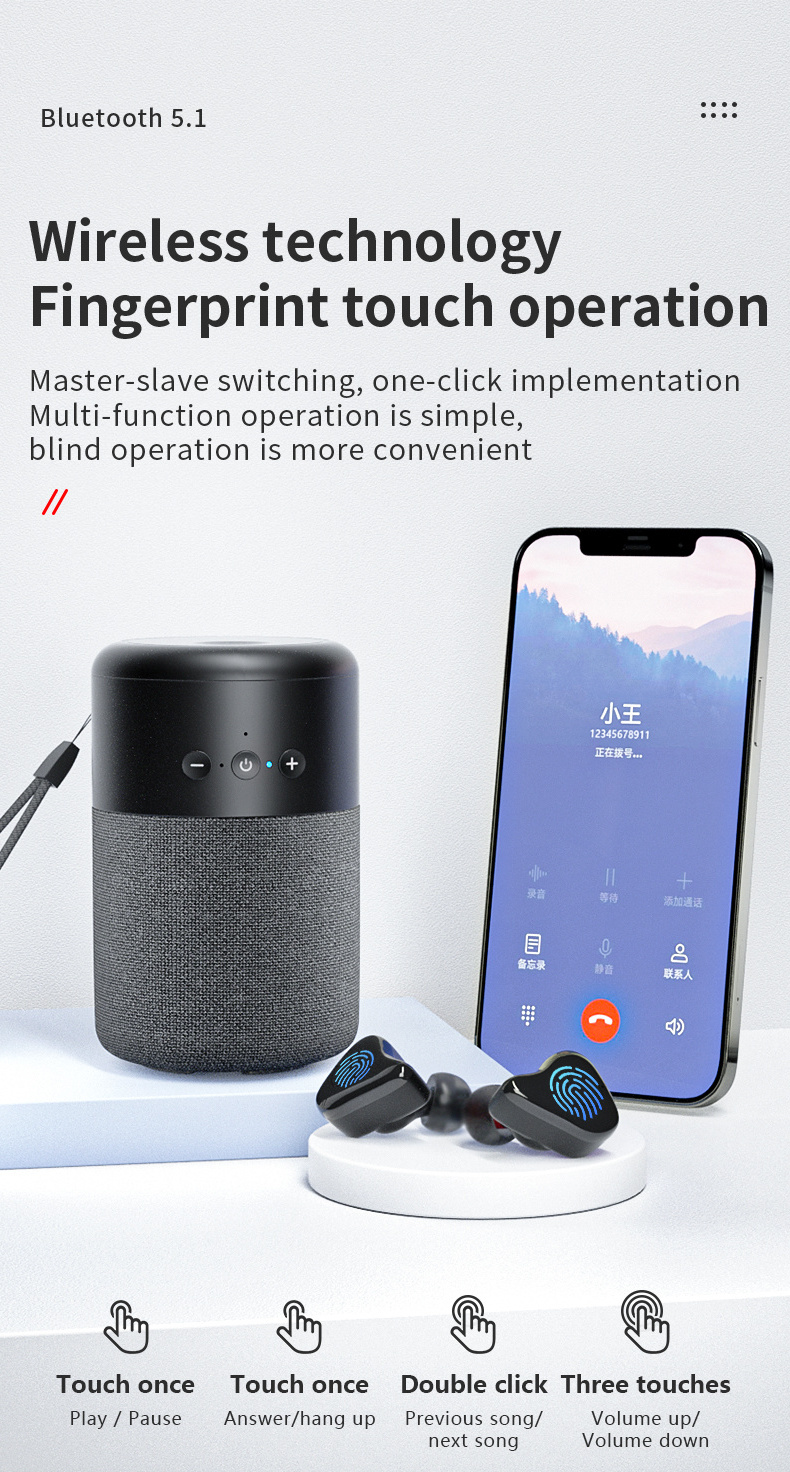 Hot Selling 2 In 1 Mobile Portable Wireless Speaker Headphone Tws Bt5.1 Mini Sport Earbud Earphone Bluetoot Speaker Earphone