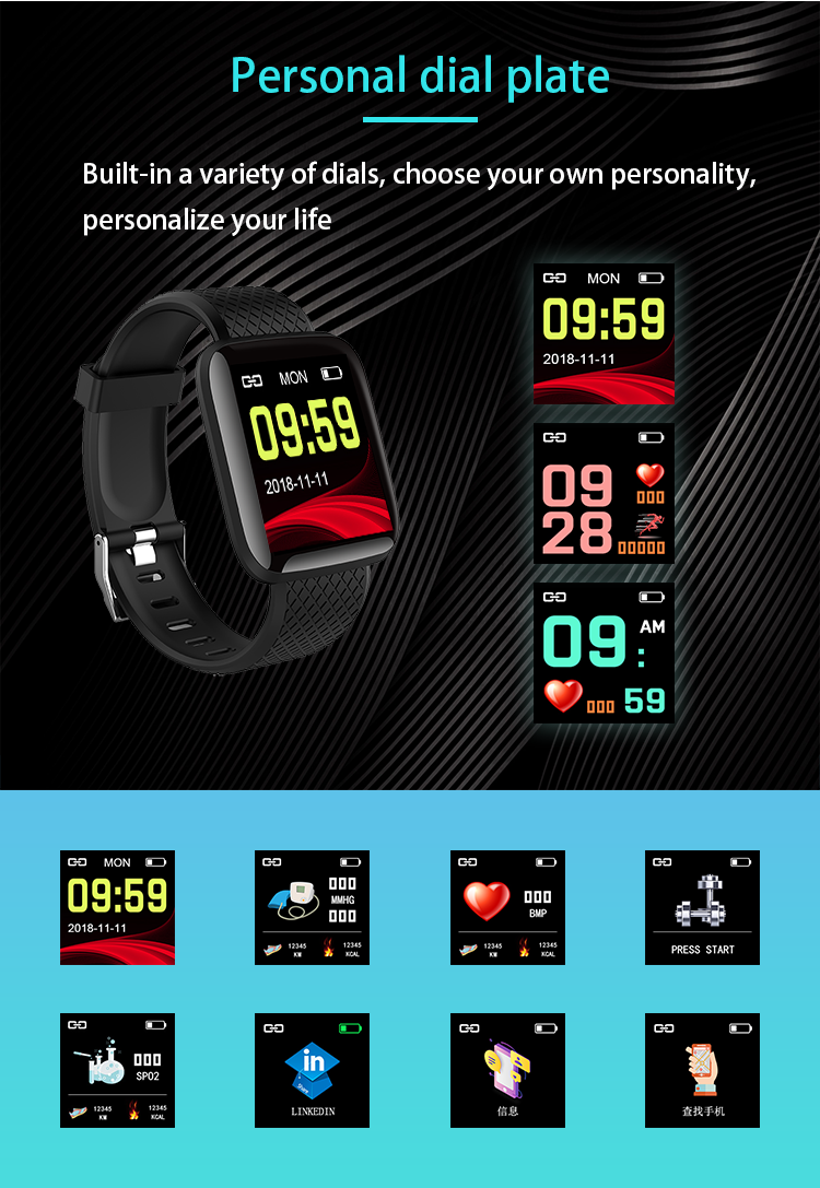 VALDUS New 116 Plus Smart Bracelet Band Waterproof Sports Fitness Heart Rate Monitor Reloj Inteligente D13 Smart Watch