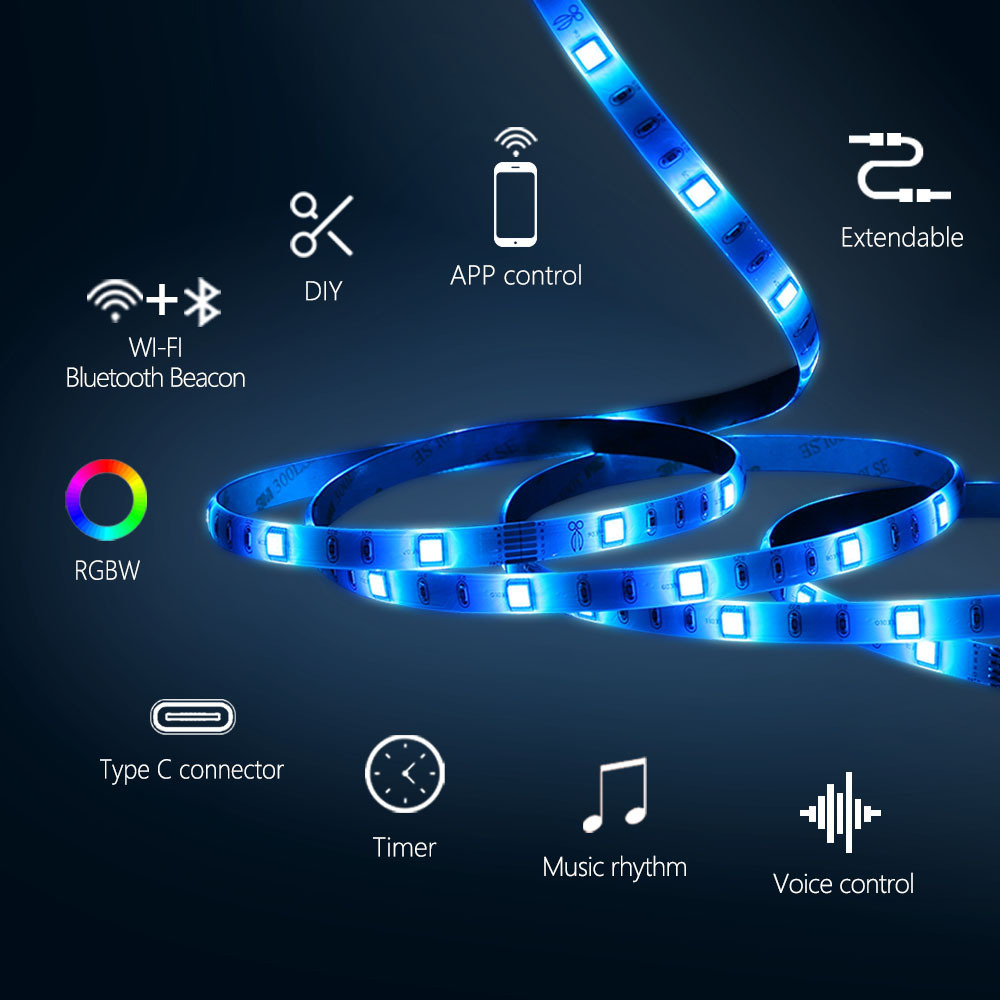 Discount 5050RGBW App Control Alexa Wi-Fi+Bluetooth 2.4G Ambient Lighting 5M 10M Smart Light LED Strip