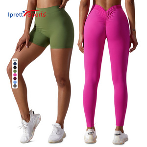 V Cut Leggings Wholesale Fitness LOGO Sportspillow Cover Casebutt Seamless Women V cut shorts and leggings