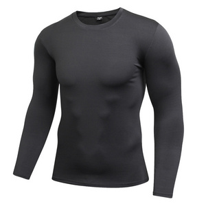 Top Fitness Wear Custom Printed Man Compression Sports Shirts Wholesale Men Fitness Slim Fit Long Sleeves Shirts