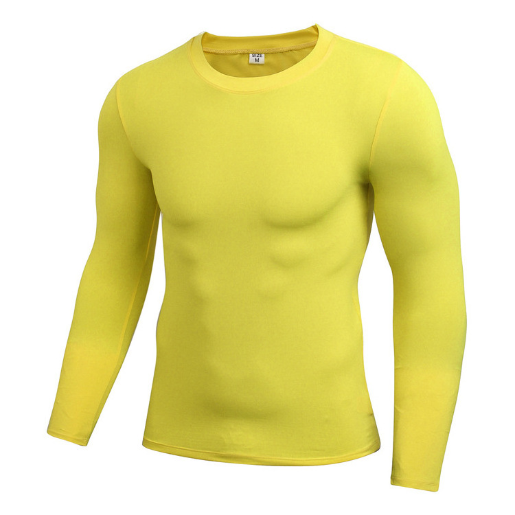 Top Fitness Wear Custom Printed Man Compression Sports Shirts Wholesale Men Fitness Slim Fit Long Sleeves Shirts