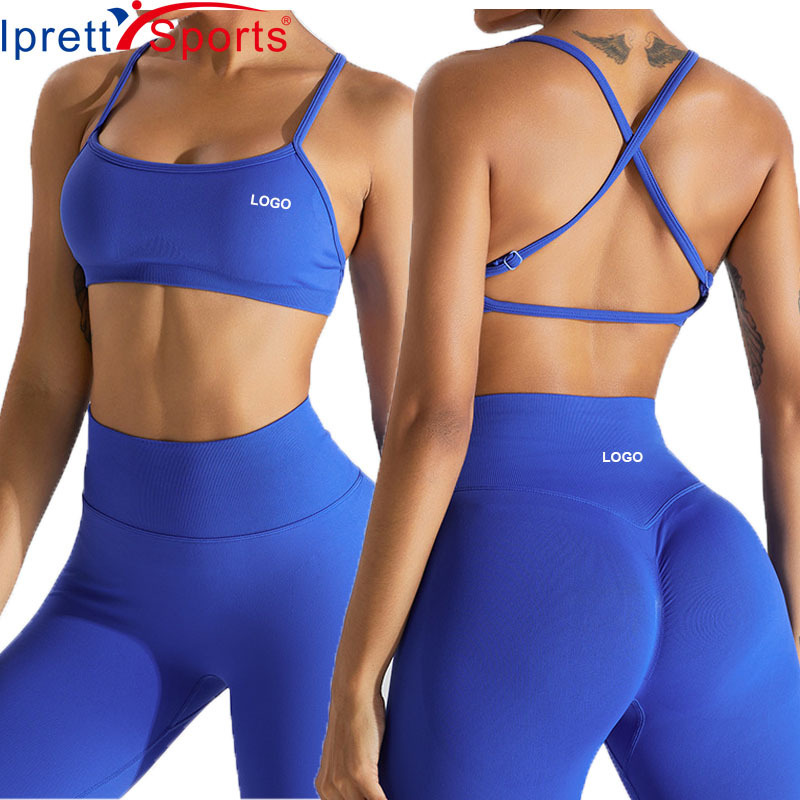 Hot Selling Breathable Women Tops Fitness Gym Wear Workout Push Up Yoga Bra Cross Back Seamless Sports Bra