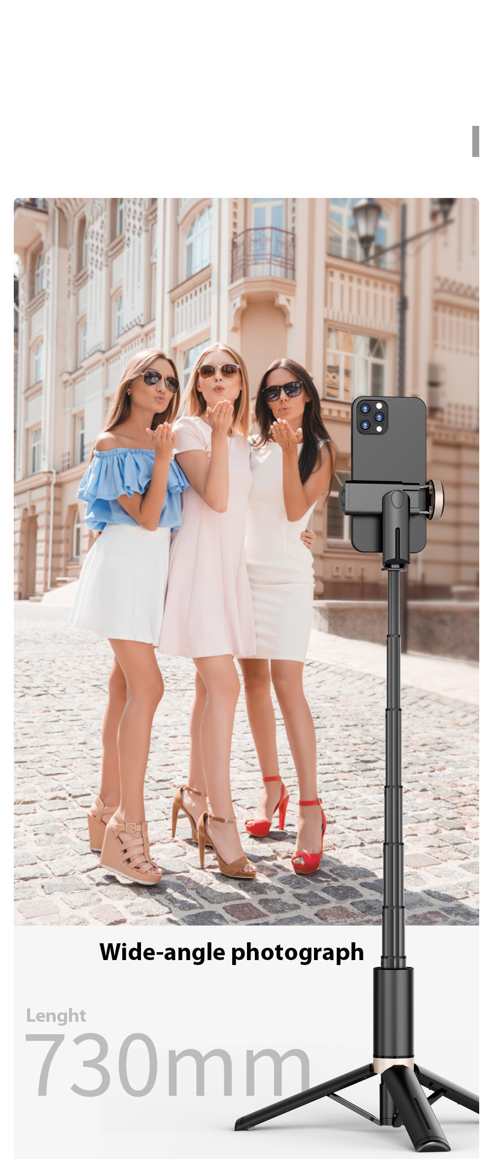 High quality aluminum wireless live camera phone tripod selfie stick Portable travel selfie stick tripod