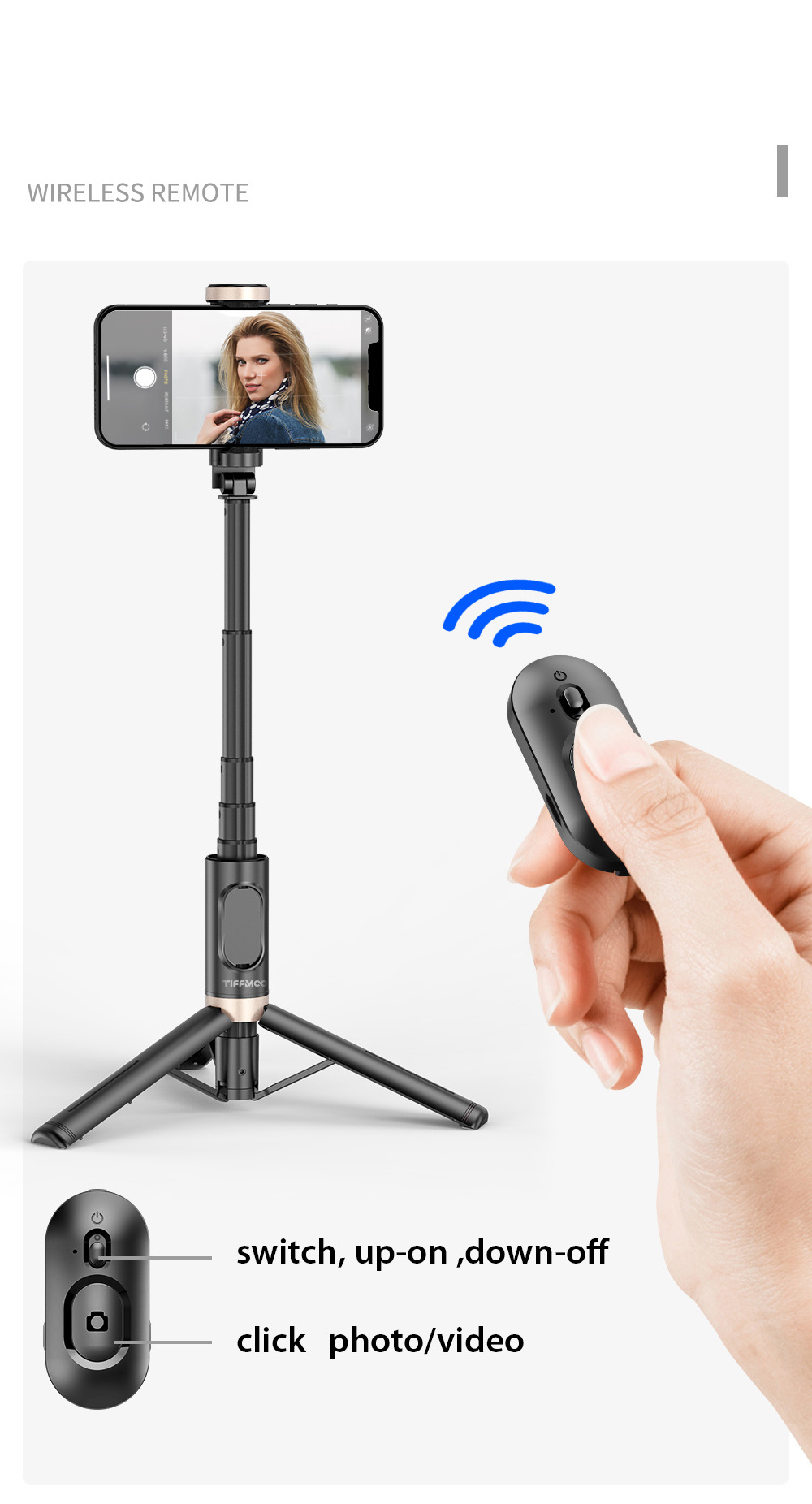 High quality aluminum wireless live camera phone tripod selfie stick Portable travel selfie stick tripod