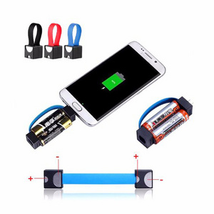 Mini Portable Magnetic Micro USB Emergency Power Charger Cable 2 AA Battery Power Charging Adapter for Samsung Phones