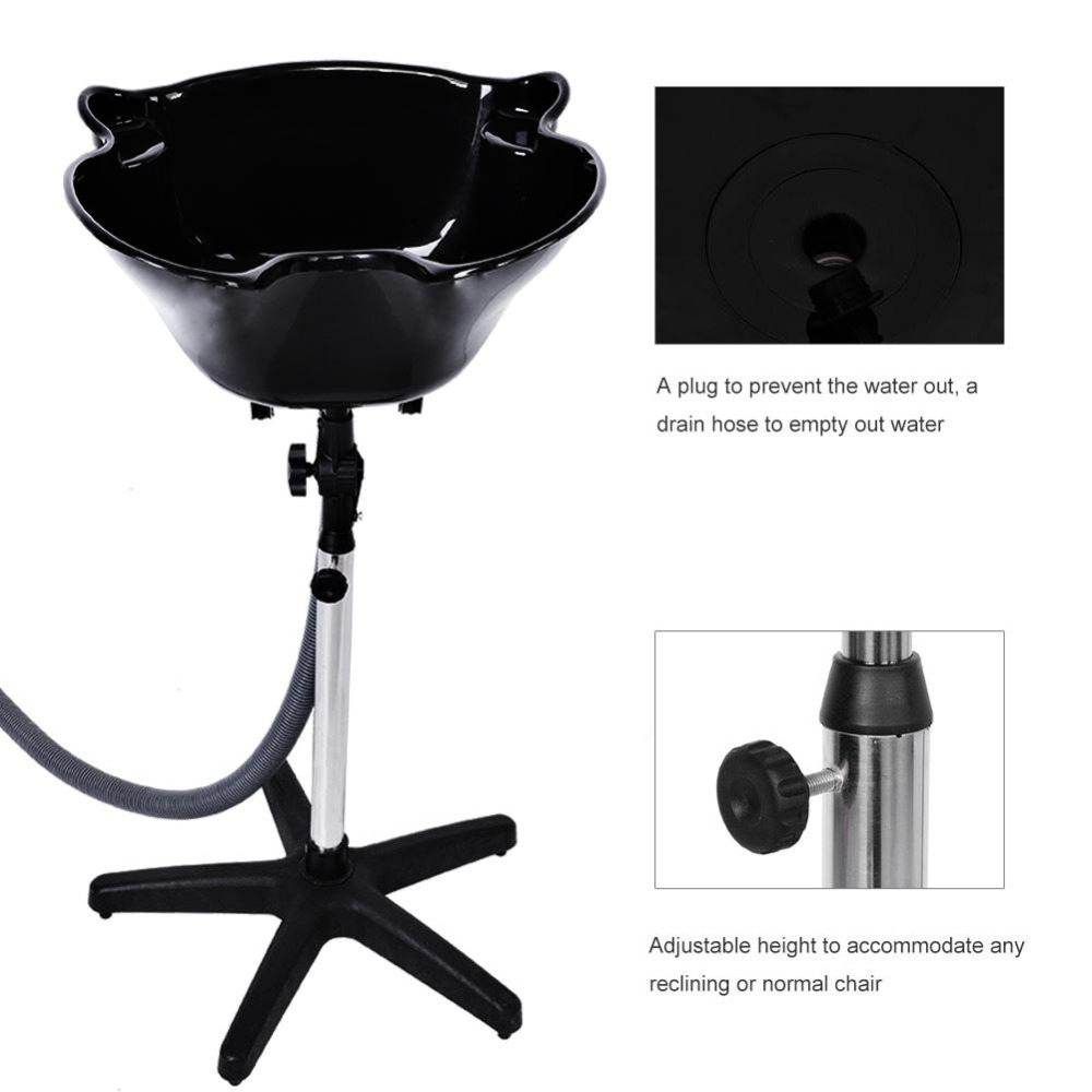 Adjustable Height Hair Basin PP Shampoo Basin Sink With Drain Tube Hair Salon SPA Deep Hairdressing Shampoo Bowl Equipment