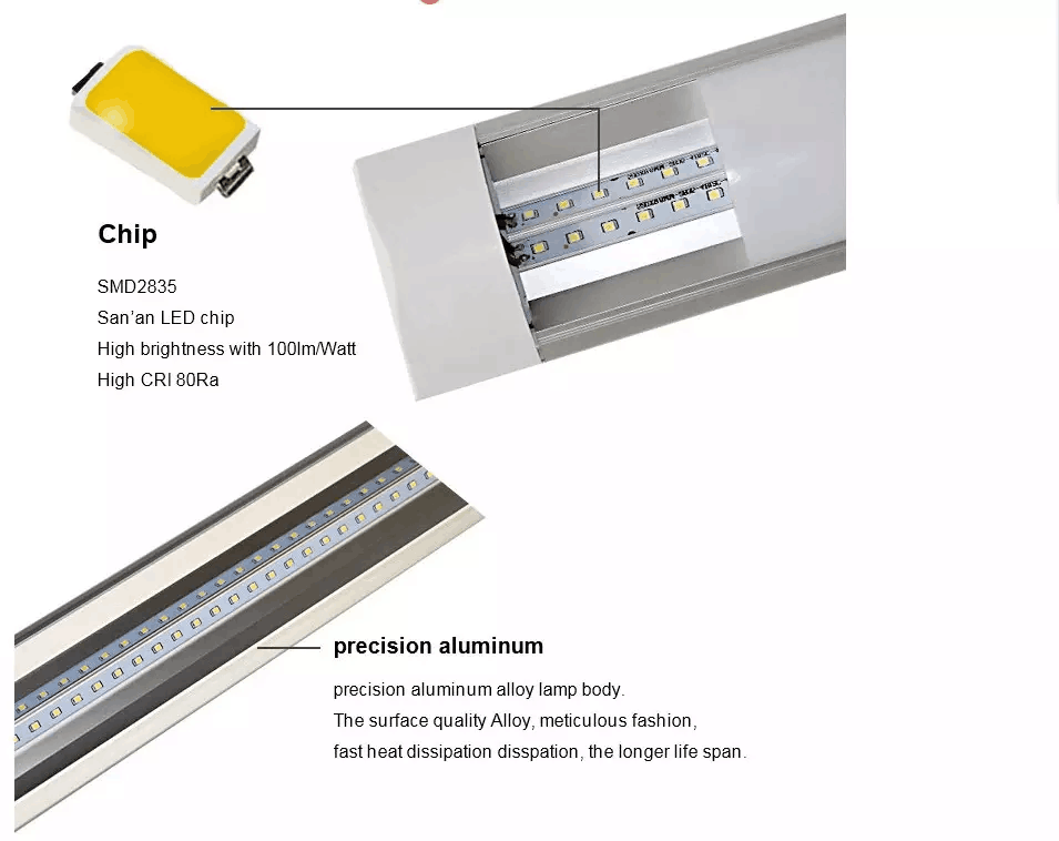 Top quality emergency triproof batten industrial ceiling fixtures led fixture tube light