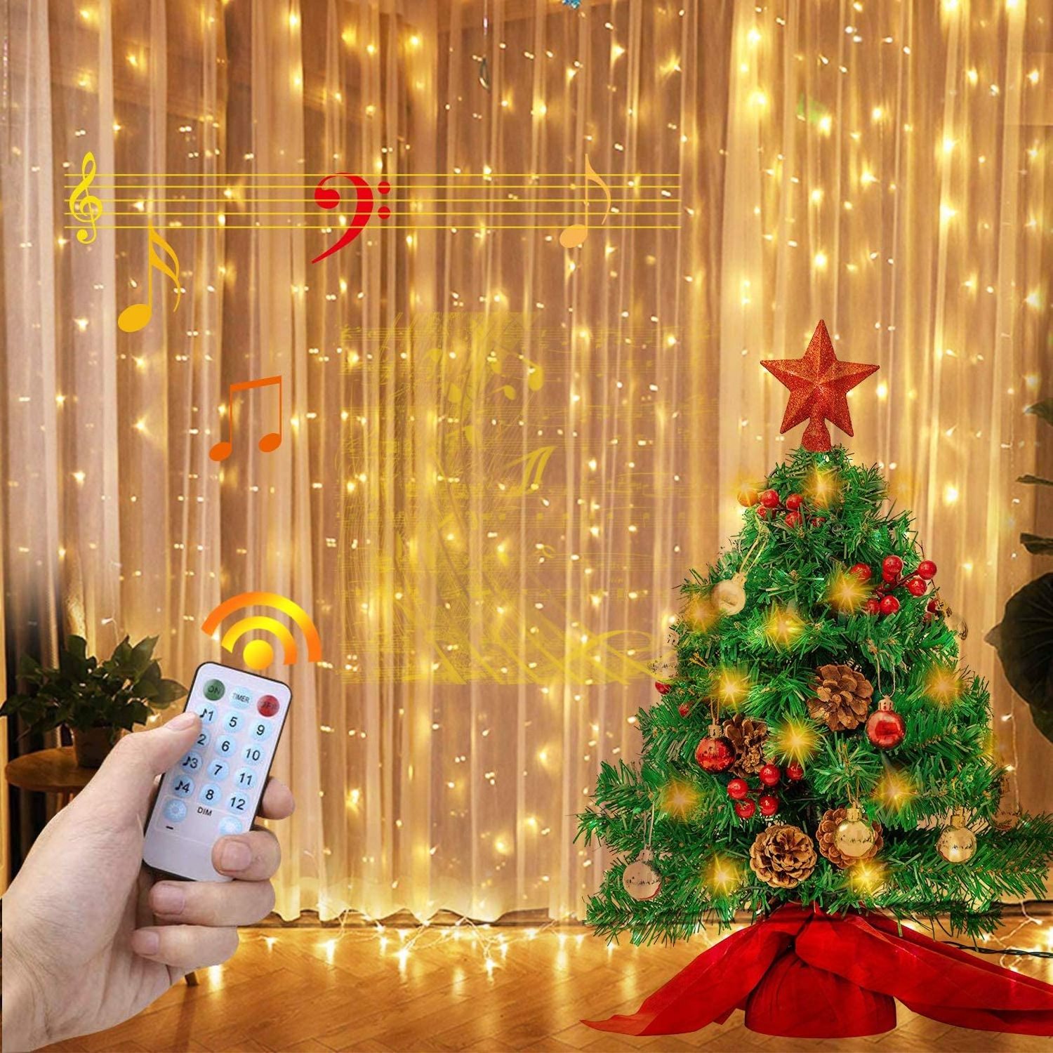 Garland waterproof copper music with remote control battery powered 10m fairy string lights with remote