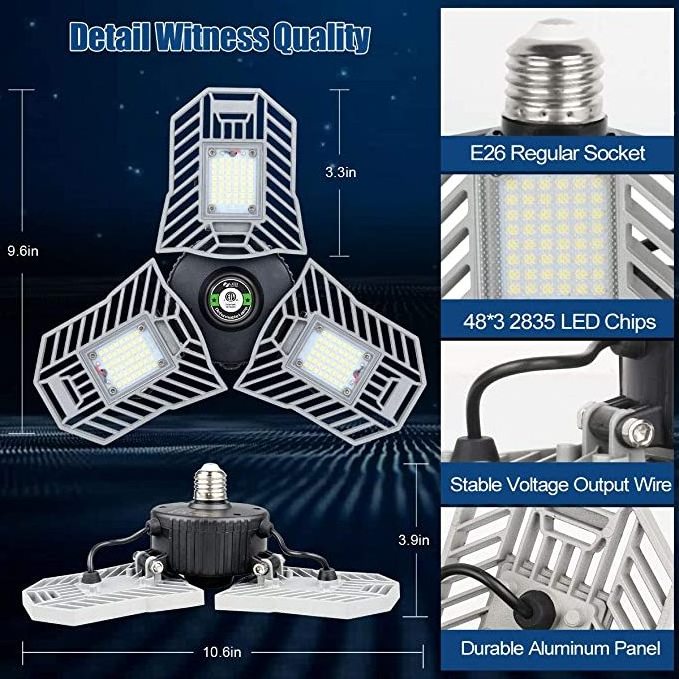 ETL approved super bright led high bay garage lamp industrial lighting warehouses foldable garage lights led light