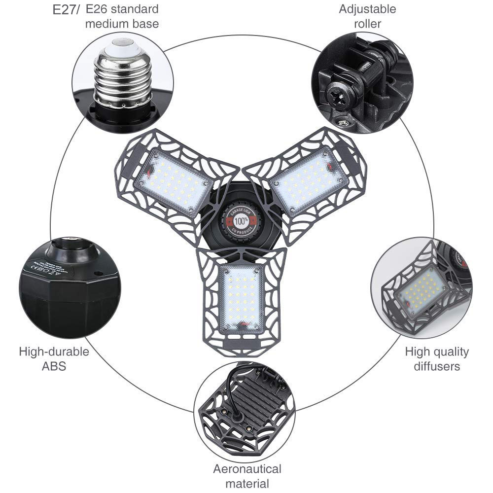 Hot Sell Basement Garage Workshop Warehouse Angle Adjustable Deformable Lamp Light Fixture LED Ceiling Light