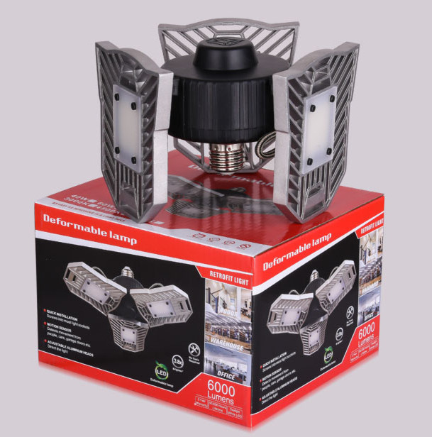 Led garage lamp deformation folding lamp factory warehouse basement lamp light price shenzhen led high bay light