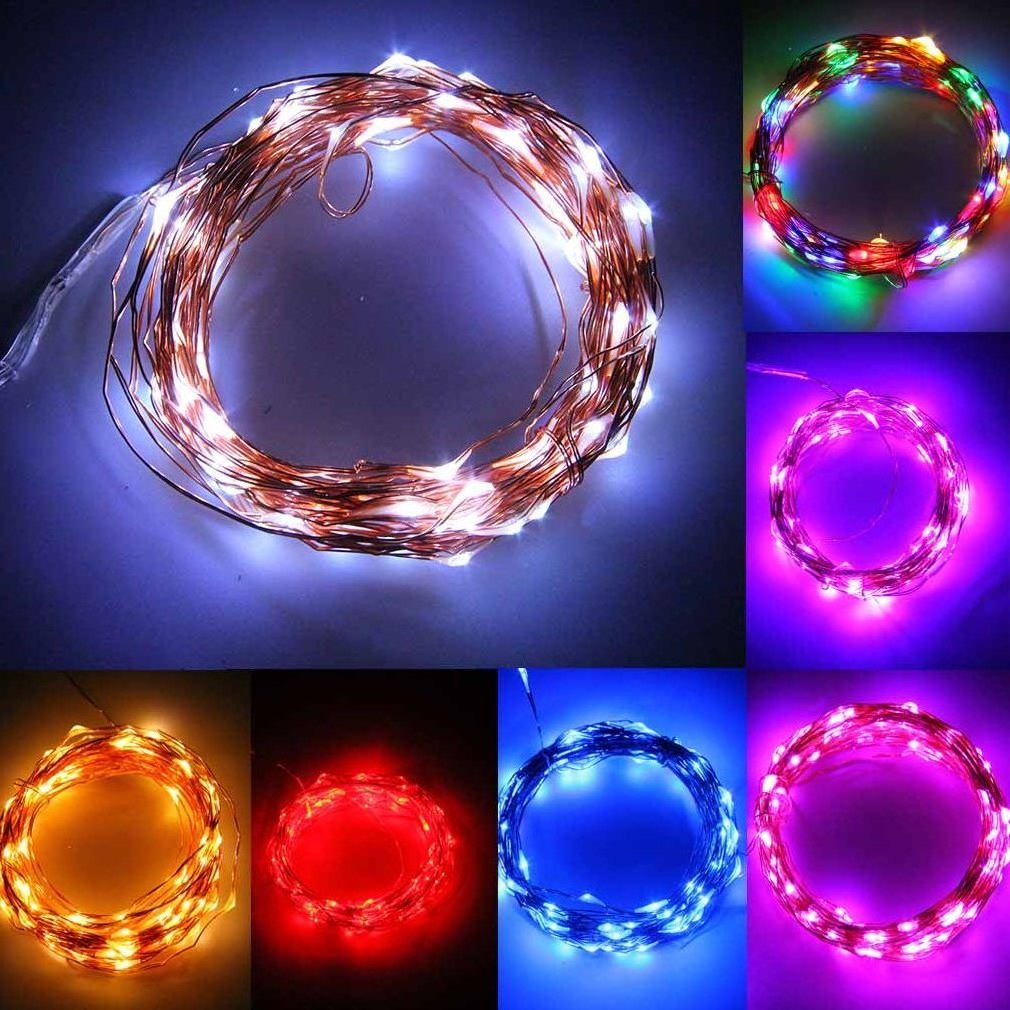 50 Led 5m curtain decoration for christmas outdoor led operate battery copper string fairy lights