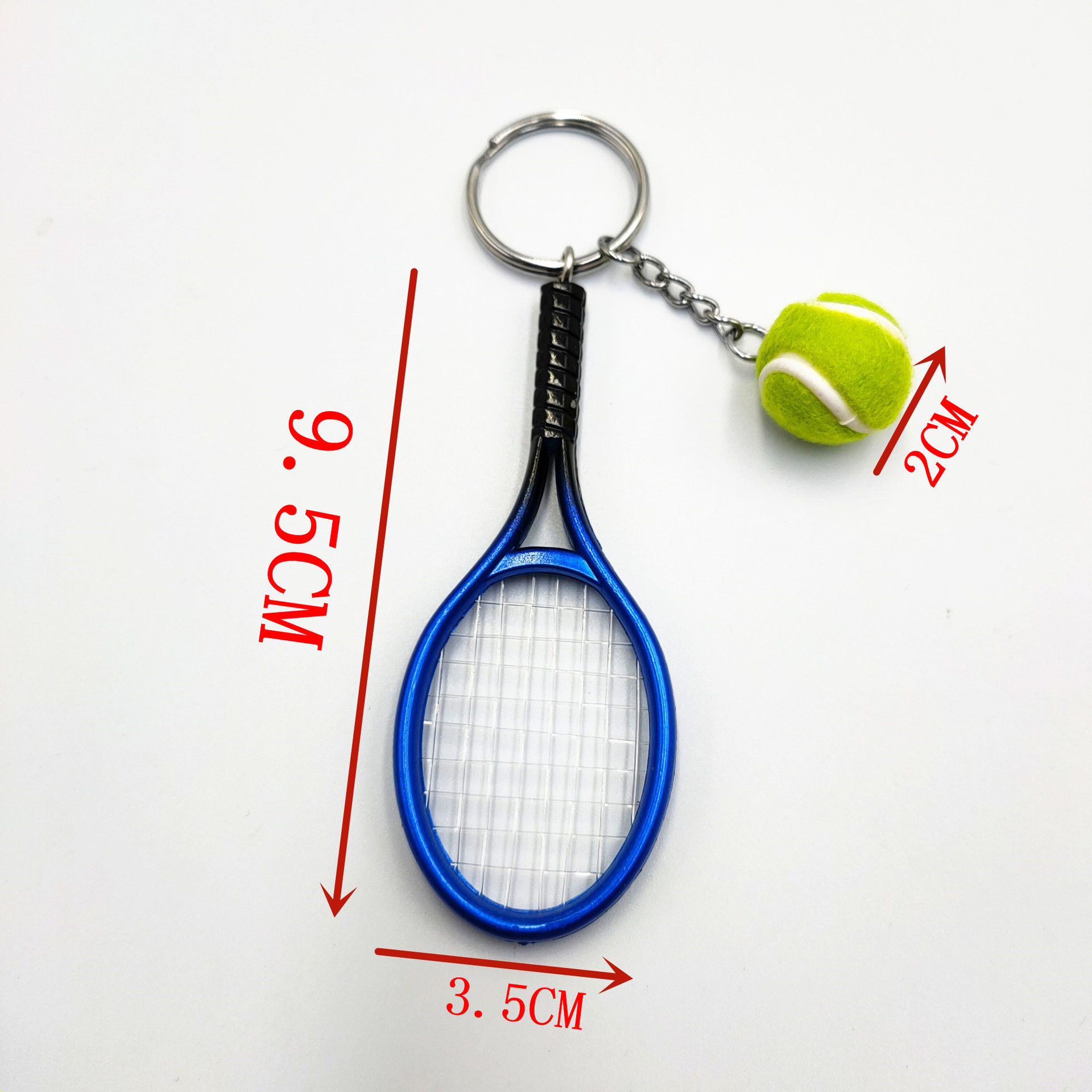 Mini Exquisite Lightweight Tennis Racket Racquet Ball Keychains Key Rings Students Tennis Sport Split Keychains