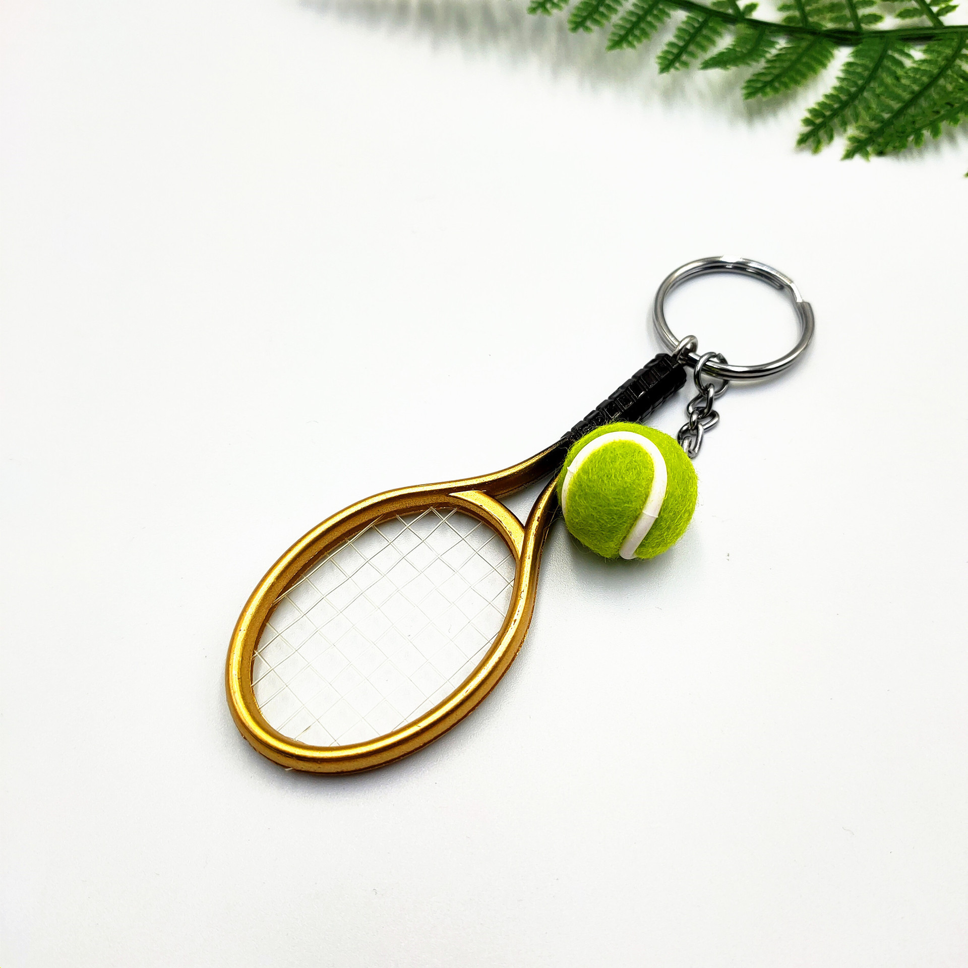 Mini Exquisite Lightweight Tennis Racket Racquet Ball Keychains Key Rings Students Tennis Sport Split Keychains