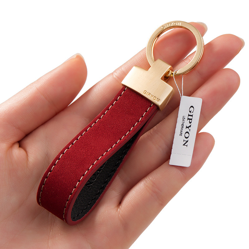 Cowhide simple keychain pendant personalised car chain ring ring men and women couples