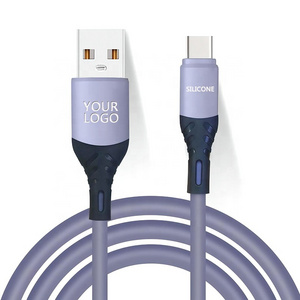 Flash Charge Silicon 2.4 A Liquid Flexible Silicone Rubber Soft Glue 1 Meter Usb C Fast Charger Data Cable For Mobile Phone