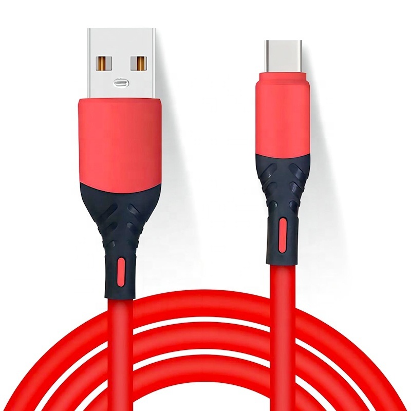 Flash Charge Silicon 2.4 A Liquid Flexible Silicone Rubber Soft Glue 1 Meter Usb C Fast Charger Data Cable For Mobile Phone