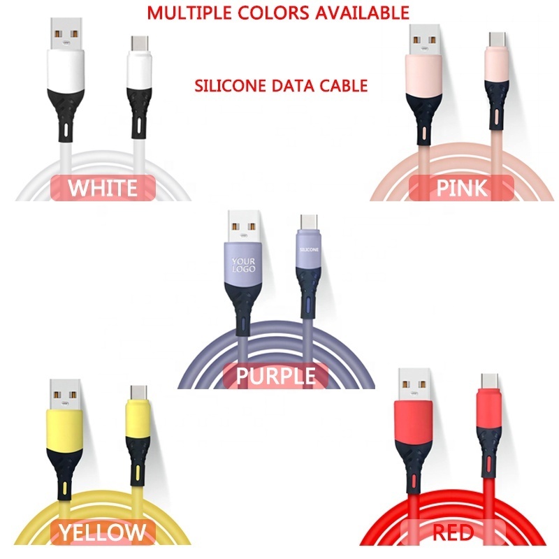 Flash Charge Silicon 2.4 A Liquid Flexible Silicone Rubber Soft Glue 1 Meter Usb C Fast Charger Data Cable For Mobile Phone