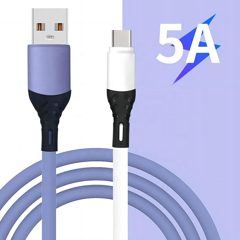 Flash Charge Silicon 2.4 A Liquid Flexible Silicone Rubber Soft Glue 1 Meter Usb C Fast Charger Data Cable For Mobile Phone